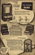 1950 PAPER AD Gum Vending Bank Uncle Sam Cash Register Juke Box Mossberg Rifle