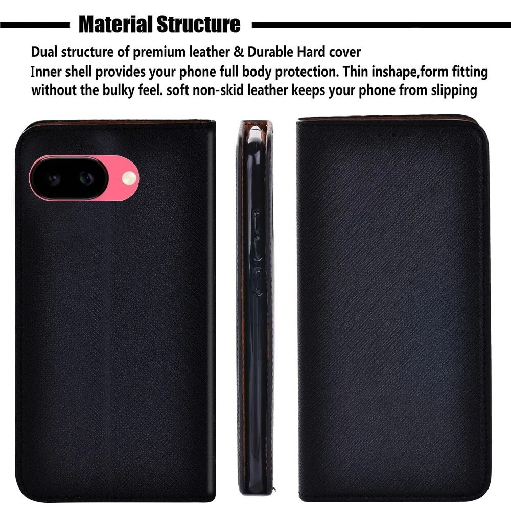 PU Leather Cell Phone Stand Cover Case For Google Pixel 9/9A/9 Pro/9 Pro XL - Picture 2 of 23