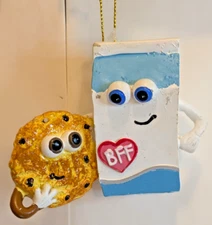MILK & COOKIES CHRISTMAS ORNAMENT Resin - Snack Food Themed Ornament - NEW