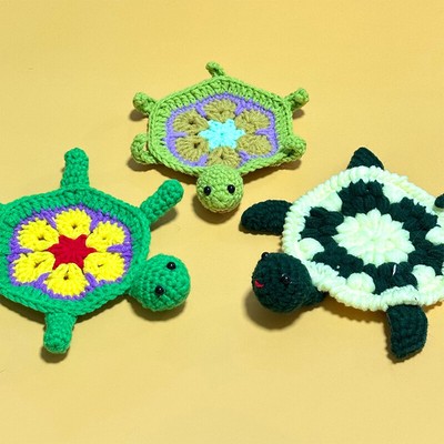 Cute Turtle Hand Crocheted Coaster Turtle Coaster Potholder Hand Knitted Coaster