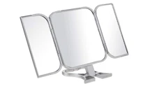 Tri Fold Mirror Folds Hand Held 3 Way Beauty Make Up Versatile Styled True Image