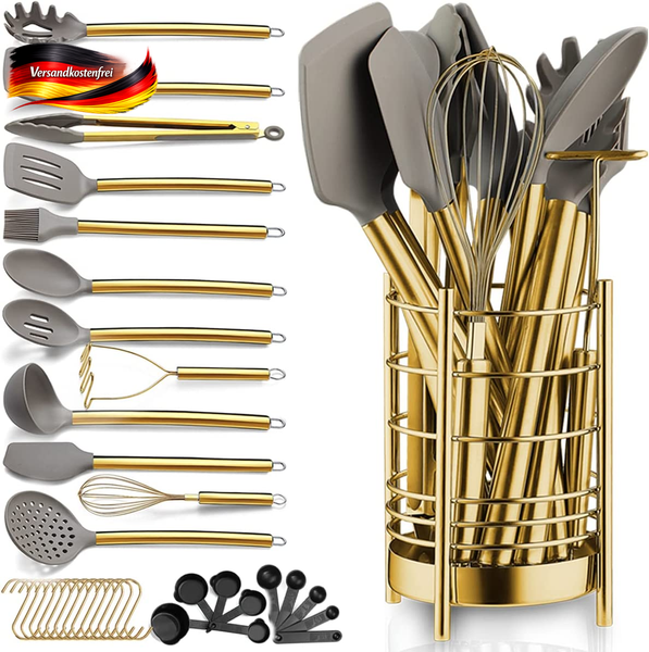 Gold KüChenutensilien Set, Berglander 38 Teilig Antihaft Silikon Kochgeschirr Se-image