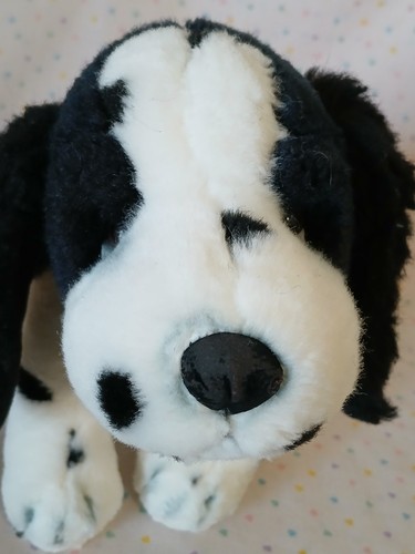 Russ Cocker Spaniel Puppy Dog Black White Stuffed Animal Beanbag Plush Toy 10" - Picture 6 of 9