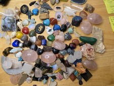 Mixed Lot Tumbled Crystals  Stones w/ Rough Minerals, Hearts, Pendants 7lb 14oz