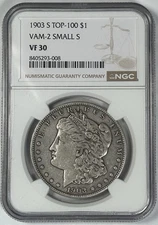 1903-S Micro S Morgan Silver $1 Dollar Coin Top 100 Vam-2 NGC VF 30 (Rare)