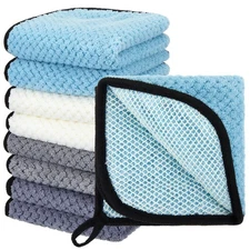Exfoliating Washcloth Men Face Cloth Dual Sided Bath Scrubber 8 PCS Waffle