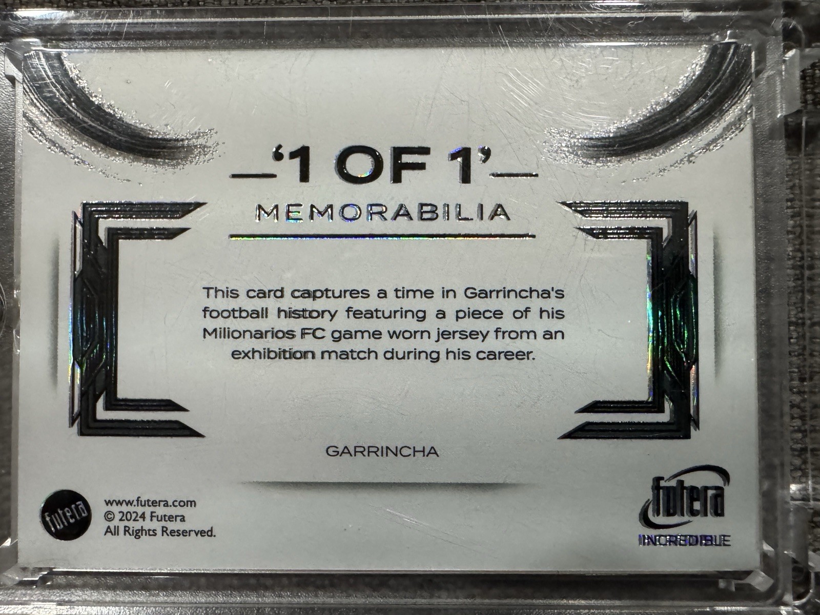 2024 Futera Unique Garrincha 1/1 Gold Plated Game-Used Jersey Card view 6