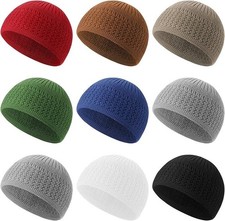 Funtery 9 Pieces Knit Kufi Hats Skull Caps for Men Women Muslim Crochet Beani...