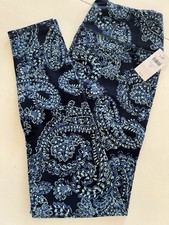 J Jill Fit Performance High Rise Leggings Blue Print Women's Small Tall NWT