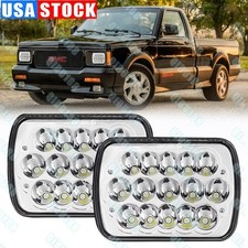 Chrome Pair 7x6" LED Projector Headlights H4 for 82-93 Chevy S10 Blazer GMC S15