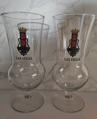 BB King s Blues Club Las Vegas Nevada Hurricane Beer Glass Souvenir 1 Set Of 2
