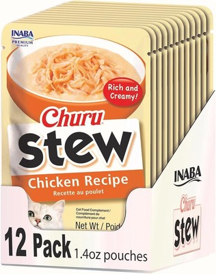 INABA Churu Stew for Cats, Creamy Broth Gelée with Shredded Chicken Topper/Treat
