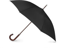 Classic Umbrella Automatic Open Wooden Stick Windproof Folding Rain Black Strong