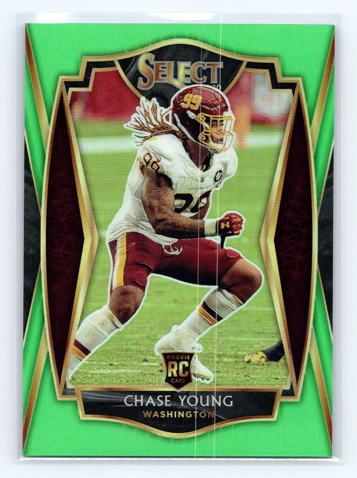 2020 Panini Select #164 Chase Young Neon Green Prizm #/49