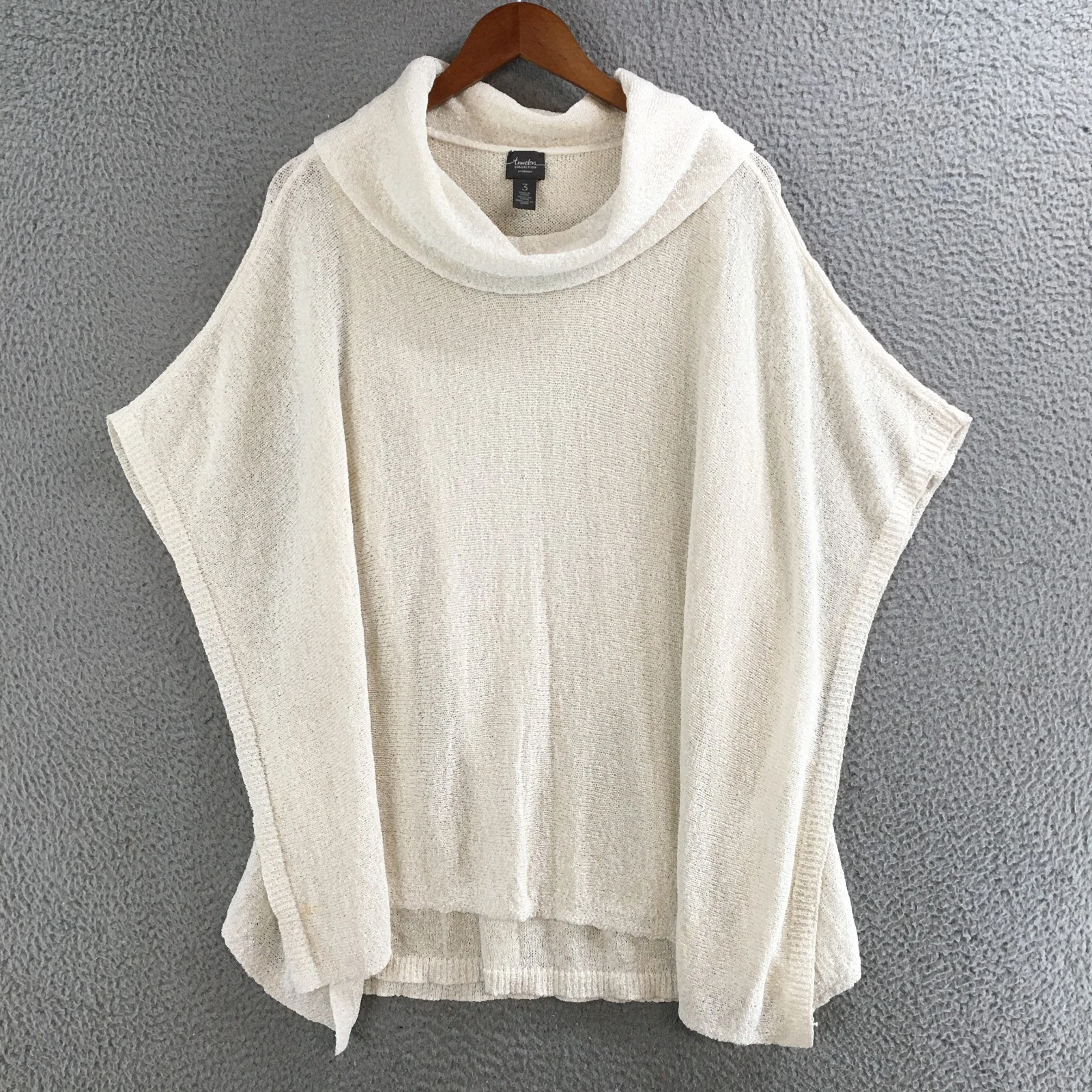 Travelers Collection By Chico's Sweater Women 3 Poncho Cowl Neck Pullover Ivory
