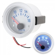 2 52mm Blue Led Auto Voltage Meter Gauge 8-16v Range Includes Mounting Bolt