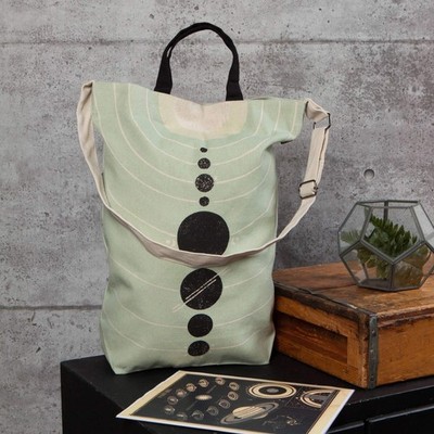 Solaris Team Cross Body Tote Bag | Solar System Cotton Sling Handbag | 15  x 18 