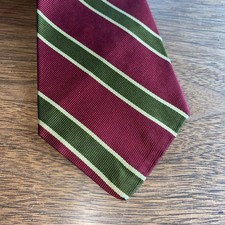 Vintage Brooks Brothers All Silk Tie Burgundy Army Green Stripes 56x3.5 England