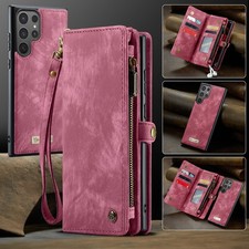 Flip Leather Wallet Case For Samsung S24 Phone Stylish  Magnetic Design 2-in-1