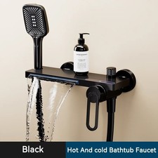 Bathtub Shower Faucet Single Handle Spout Mixer Tap With Hand Shower Wall Mount