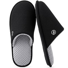 EverFoams Men's Cotton Knit Slippers Memory Foam Breathable House Shoes 11-12