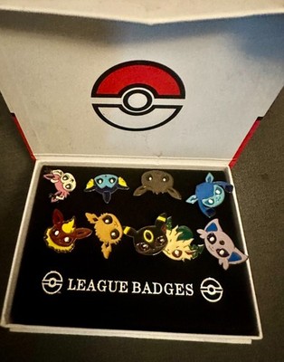 9-Pc Pokémon Eevee Evolution Enamel Pin Set by League Badges   Complete with Box