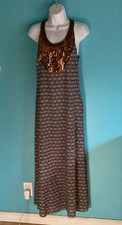 Tory Burch Size 8 Embellished Brown Geometric Print Light Cotton Maxi Dress