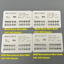 Dental Orthodontic Brackets Mesh Base/MIM Monoblock Mini Roth/MBT 022 345 Hooks