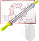 Adjustable Rolling Pin with Thickness Rings for Baking, Stainless Steel Designs