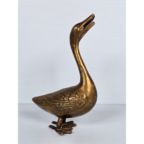 Vintage Leonard massive Messing Gans Mid Century Messing 8" Figur Statue Ente