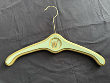 Hollywood Regency Clothes Hanger MCM Wooden Green Gold Wood Monogram W Vintage