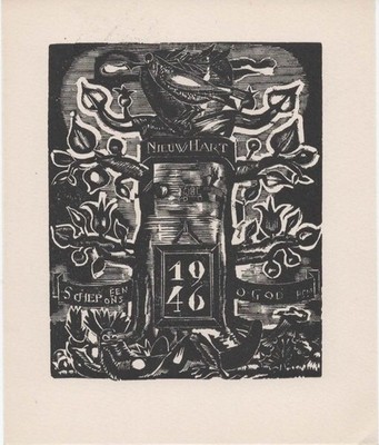 Exlibris (?) anonymer Stich von Jos HENDRICKX - Antwerpen - Belgien - 1946