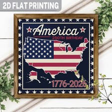 America 250th Birthday 1776 2026 Wooden Plaque 4th of July Patriotic Wall Decor