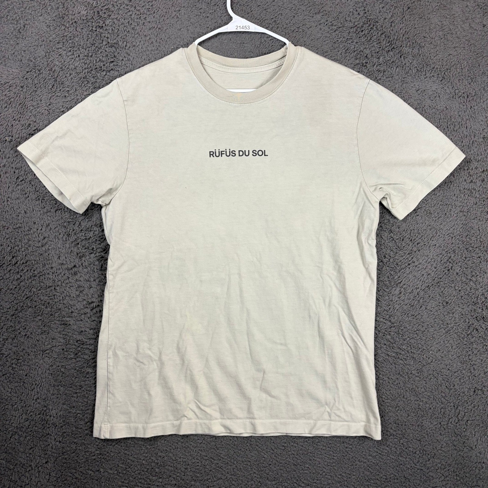Band Graphic T-Shirt Beige Short Sleeve Cotton
