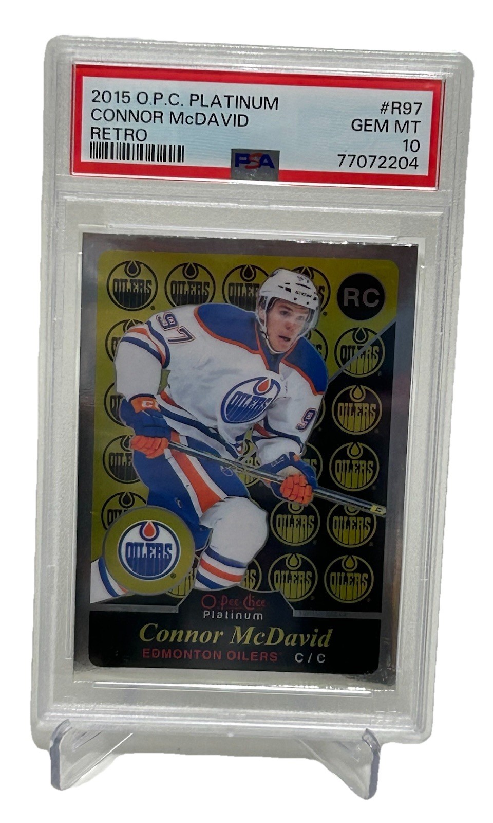 Connor McDavid 2015 OPC Platinum Retro RC #R97 Edmonton Oilers PSA 10 Gem MT