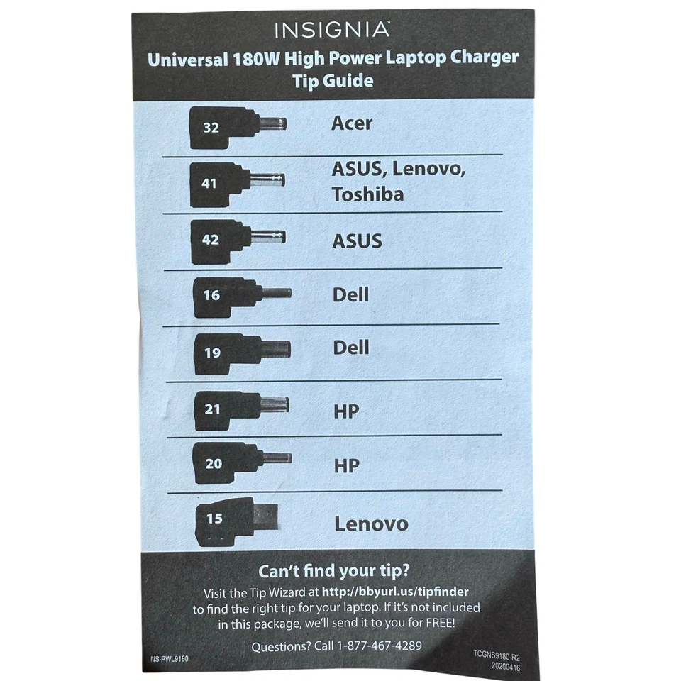 Cargador universal para computadora portátil Insignia 180 W de alta potencia 8 adaptadores para Dell HP y más Foto 2 de 4