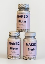 Naked Biotin 10,000 MCG 120 Capsules 360 Capsules Vegan Exp: 05/2028 3 pack 