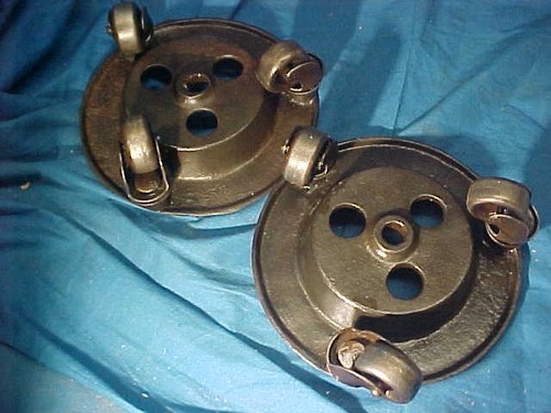PAIR Early 20thc INDUSTRIAL Style CAST IRON 6" CASTORS by S.Weinberg Scranton - Picture 2 of 4