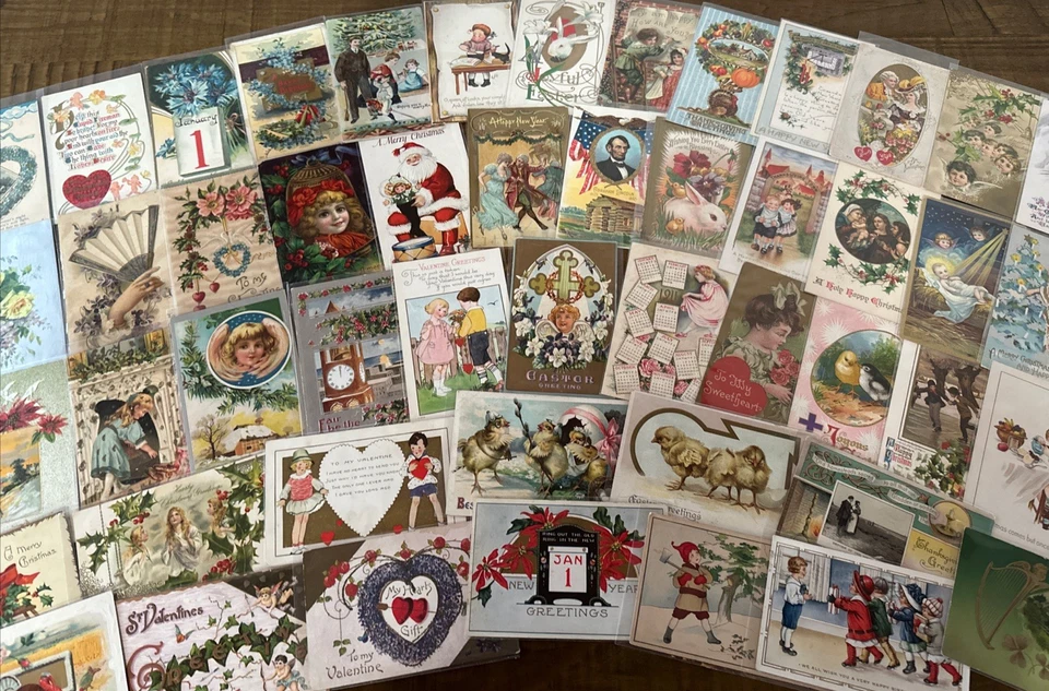 Lote de 60 postales de felicitación navideña ~ Navidad ~ Pascua ~ Acción de Gracias Santa ~ etc. ~ k623 Foto 3 de 4