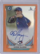 2014 Bowman Prospect Chrome Orange Refractor 10/25 Chase De Jong DeJong Auto fm0