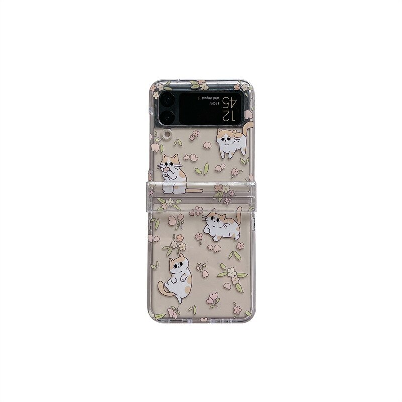 Flower Cat Cute Clear Phone Case for Samsung Galaxy Z Flip 6 5 4 3