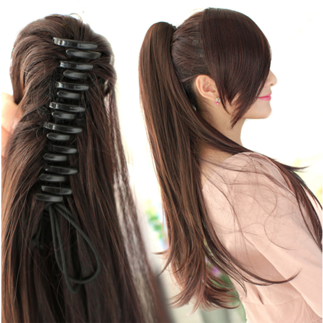 15"26" Claw Jaw Clip Ponytail Human Hair piece 100 Human Remy Hair