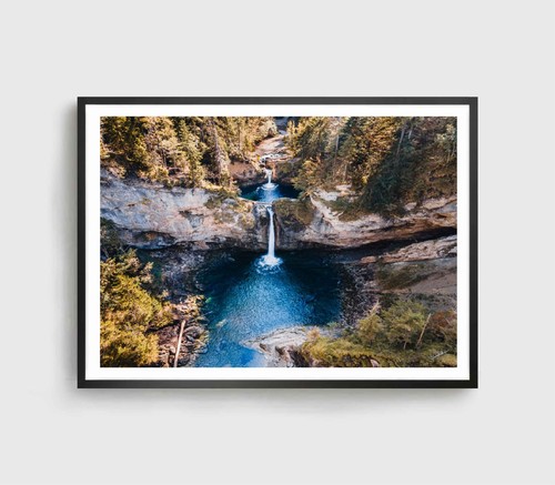 Waterfall Print, Forest & Tree Wall Art, Mountain Framed Nature Wall Art,Natural - Picture 3 of 5