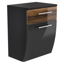 Badezimmerschrank Unterschrank Hochglanz anthrazit, Walnuss Badmöbel Badschrank