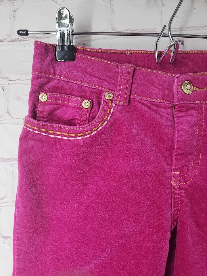 Pantalones acampanados de terciopelo rosa princesa Disney Store bordados niñas talla 8 Foto 4 de 4