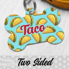 Taco Dog Tag for Dogs, Tacos Pet ID Tags, Custom Personalized Puppy Tag
