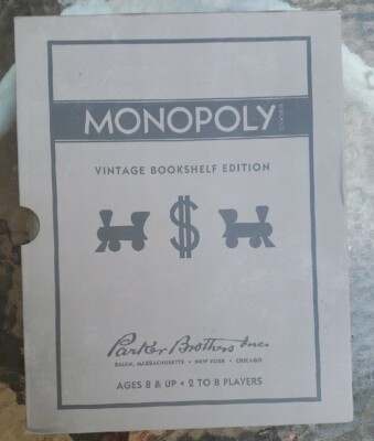 Monopoly Vintage Bookshelf Edition Deluxe Collectible Linen Book Board ...