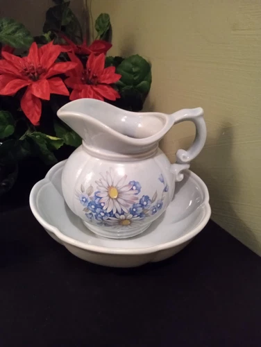 Vintage McCoy Picture and Bowl Set Baby Blue With Flour