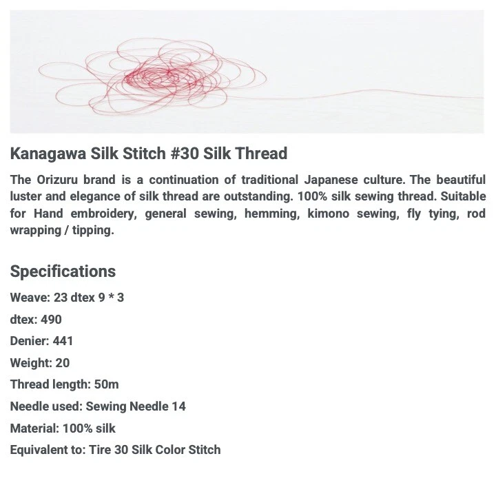 Kanagawa SILK STITCH 30 and Pearsall Silk Thread, 23 dtex 9x3, 50m, 65 Colors - Image 2 of 4