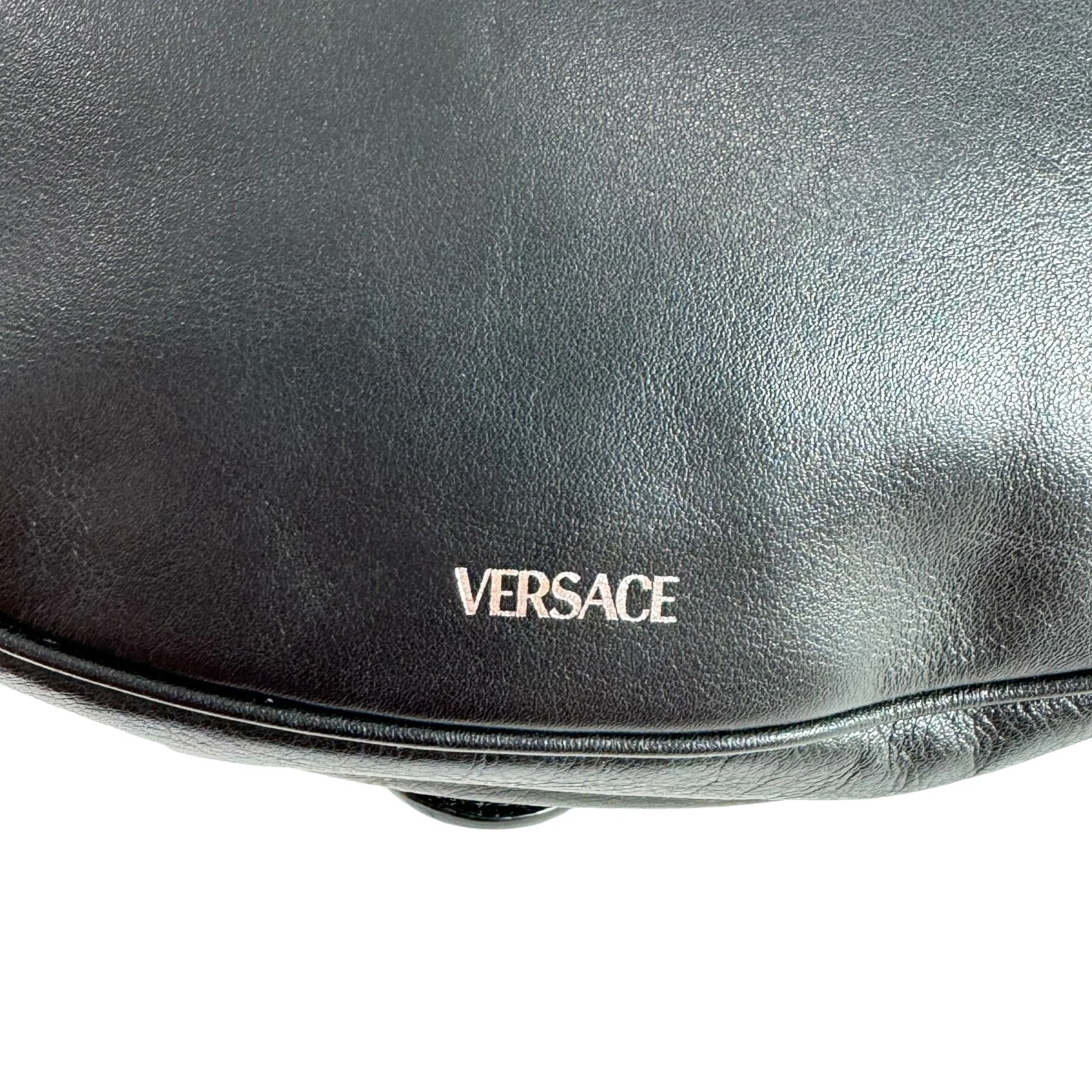 Borsa a tracolla Versace Medusa Logo Pelle Nera Piccola Ripetizione Tote Made in Italy